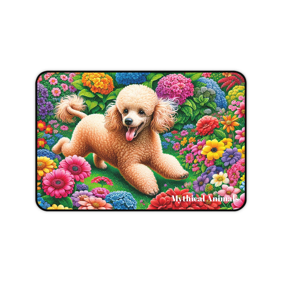 Thumbnail: Colorful Poodle Desk Mat - Cute Office Mouse Pad,Floral Pattern Mouse Pad
