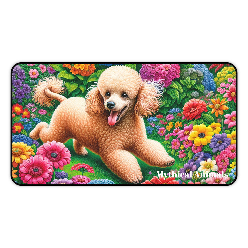 Thumbnail: Colorful Poodle Desk Mat - Cute Office Mouse Pad,Floral Pattern Mouse Pad