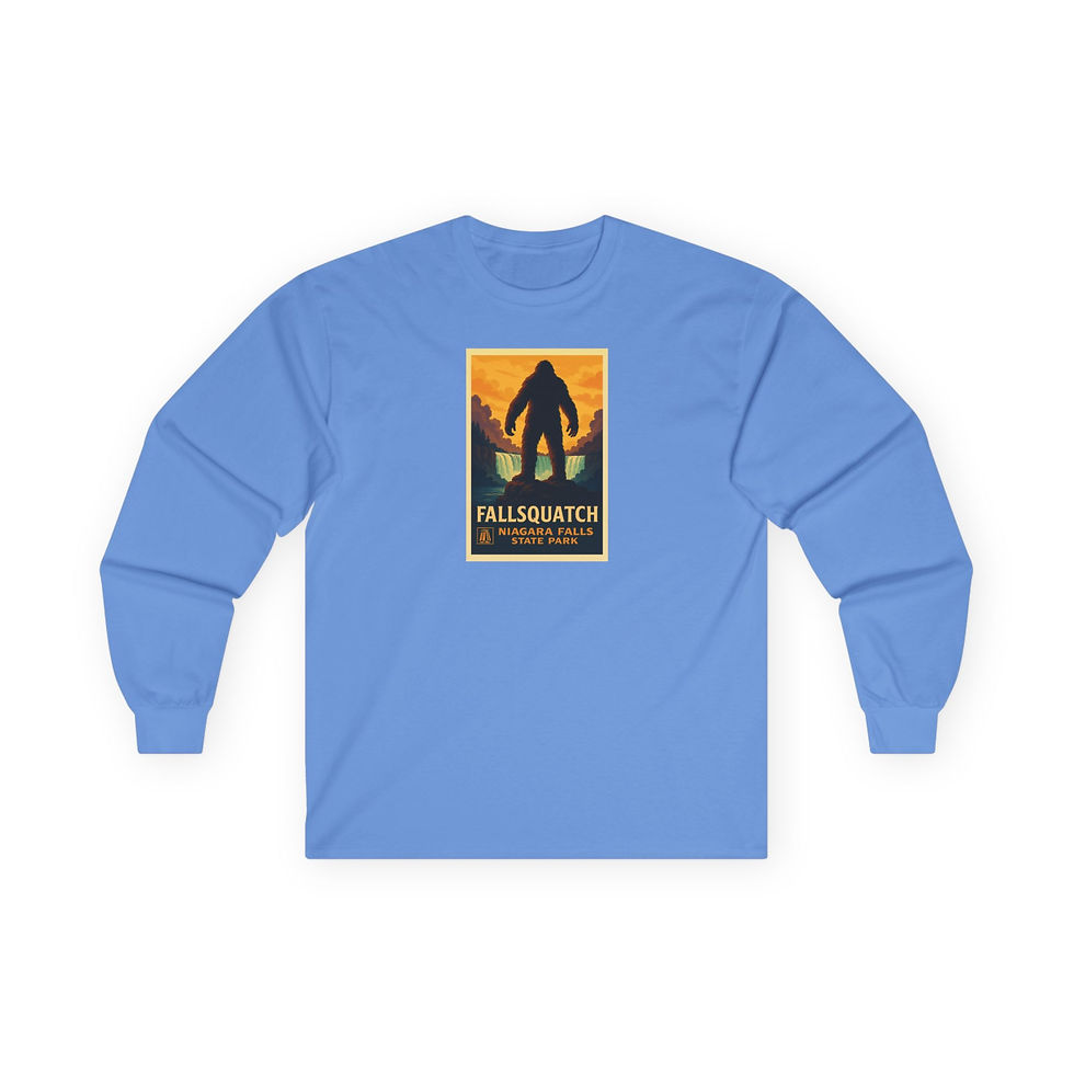 Thumbnail: Unisex Cotton Long Sleeve Tee - Fallsquatch - Niagara Legends Collection