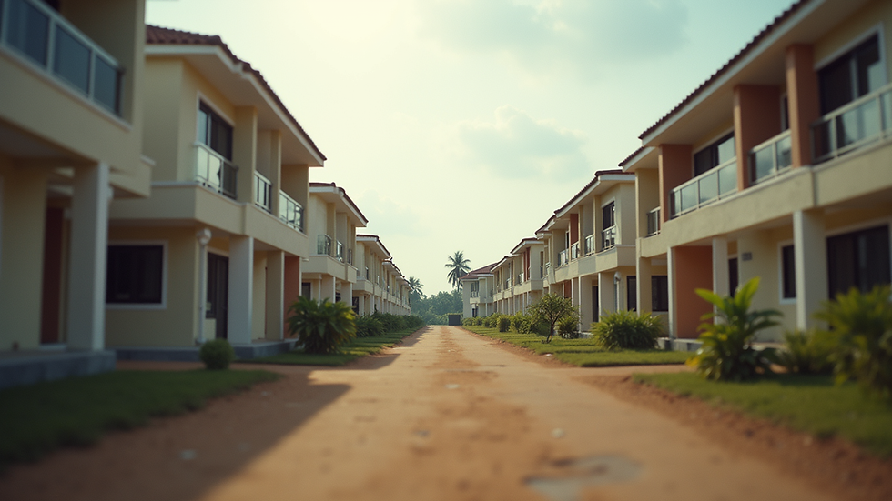 Eye-level view of a modern housing development in Guyana