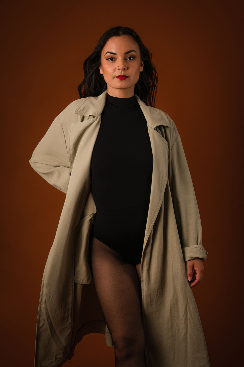 beautiful Portrait photography of a dancer with a raincoat