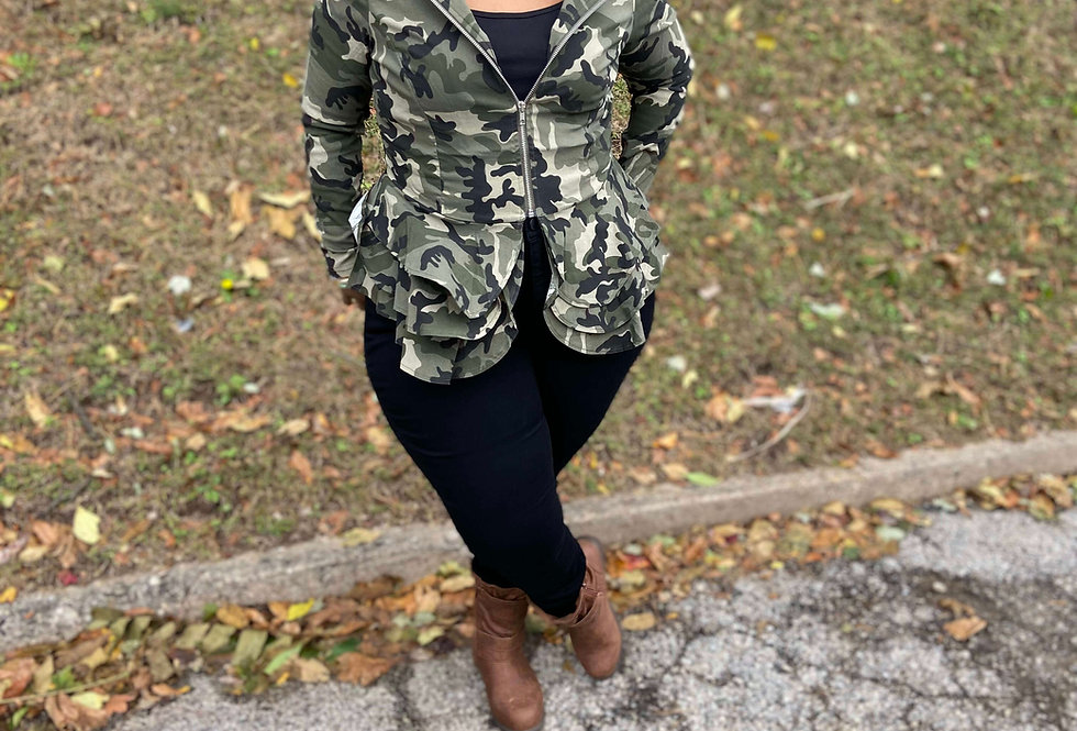 Peplum army fatigue Jacket