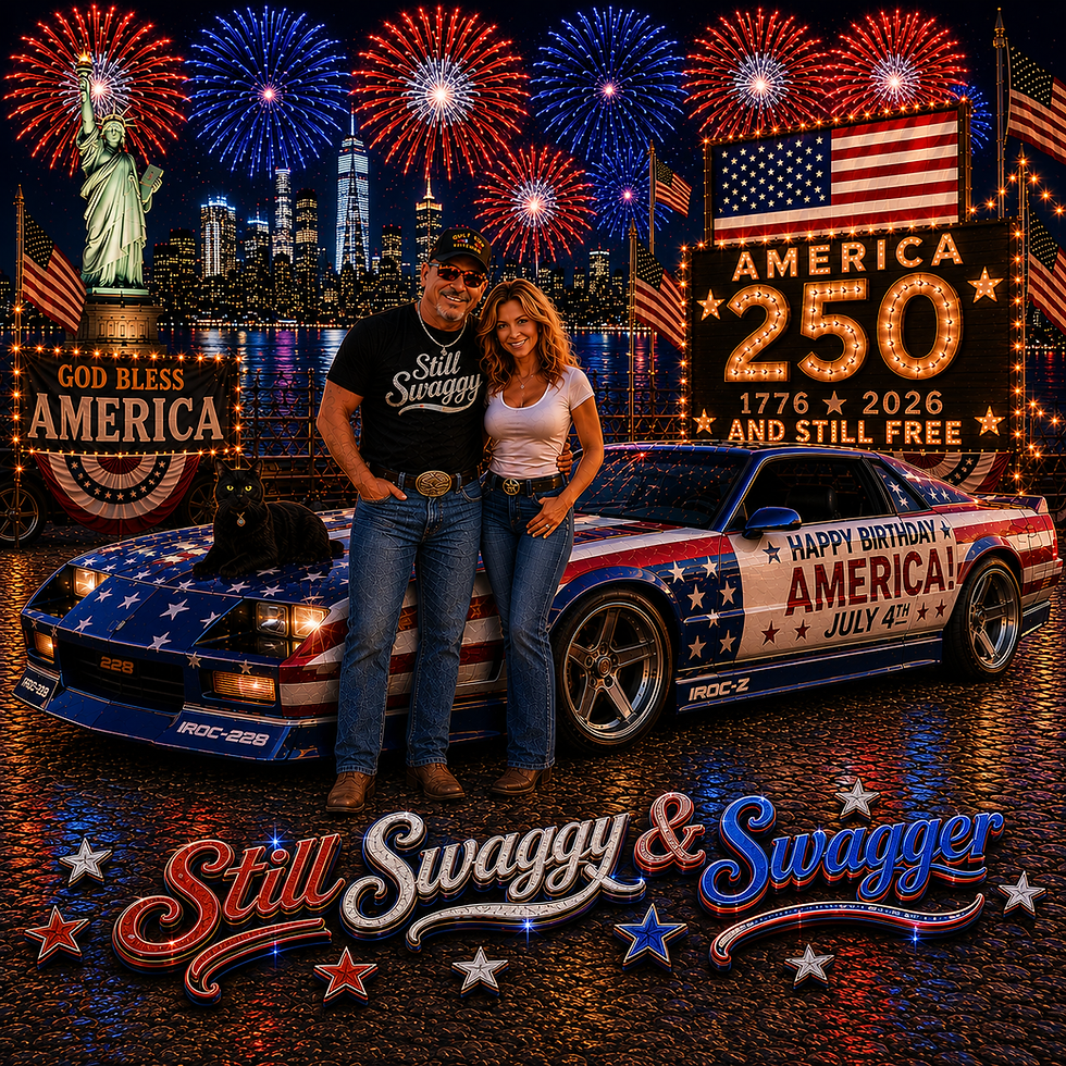 Still Swaggy and Swagger America 250 artwork featuring David J. Falkosky Sr. and Geralyn J. Falkosky