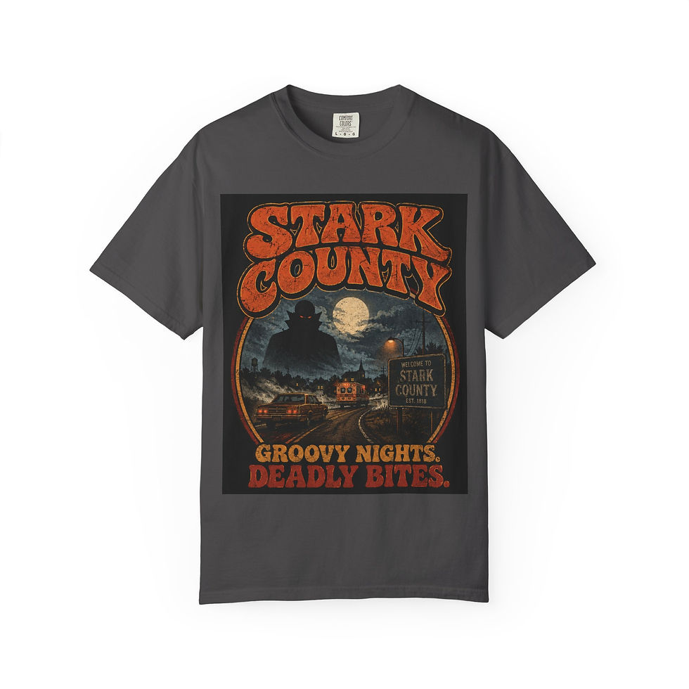 Thumbnail: Stark County “Groovy Nights. Deadly Bites.” Retro Vampire Horror T-Shirt