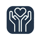 Icon von zwei Händen und einem Herz