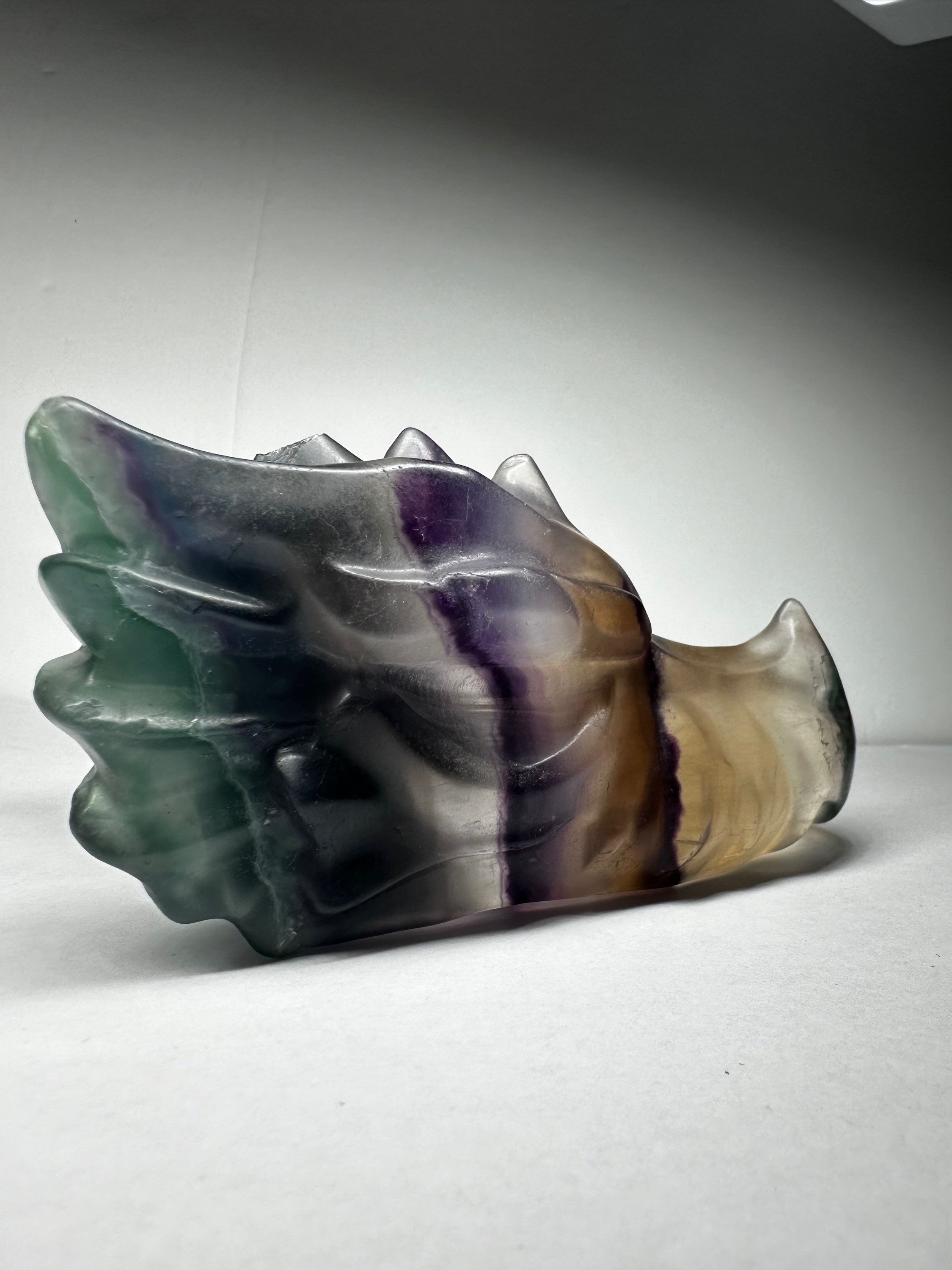 Rainbow Fluorite Dragon Skull