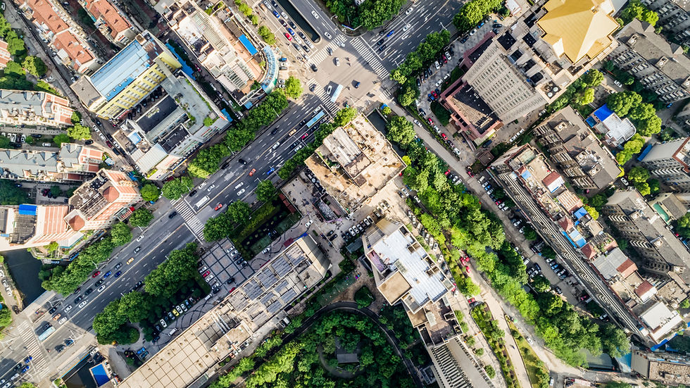 Uma cidade bem desenvolvida vista de cima