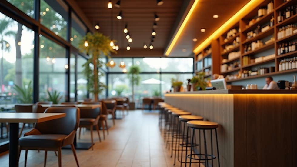 Interior aconchegante de uma cafeteria em Canela