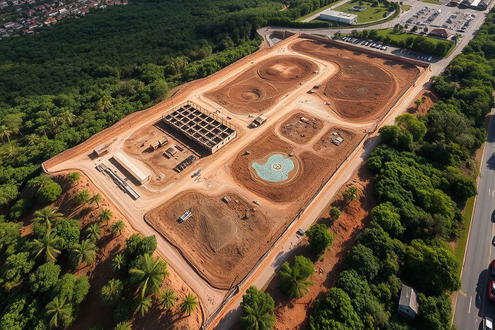 Vista aérea de terreno aconstrução em andamento