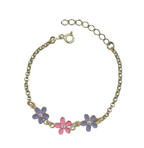 Blumen- Armband gelbgold aus Silber 925