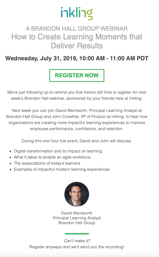 Pre-Webinar Registration Email