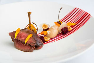 Edinburgh Evening News 64 - Perthshire Wood Pigeon, Cherry Gel, Liver Parfait, Toasted Hazelnuts