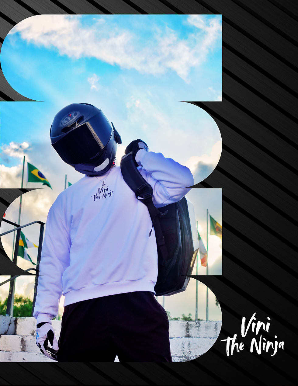 Retrato profissional de Vini The Ninja em estilo urbano para portfólio oficial