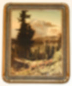 NORMAN EDSON Hand-Tinted Orotone Goldtone Photograph Mt Rainier Trail to Paradise