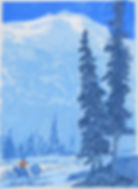 Waldo Chase Colored Woodblock Print, Mt. Mum (Jasper National Park, Alberta, Canada) ca. 1927