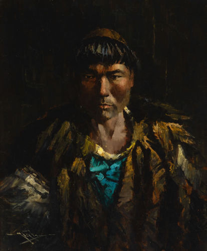 Thumbnail: H. G. Kaiser Sepia-Toned Silver Gelatin Photograph, "Eskimo Chief," ca. 1910