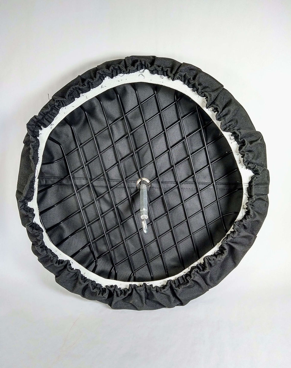 Thumbnail: bottom view of black round canvas bird feeder cover
