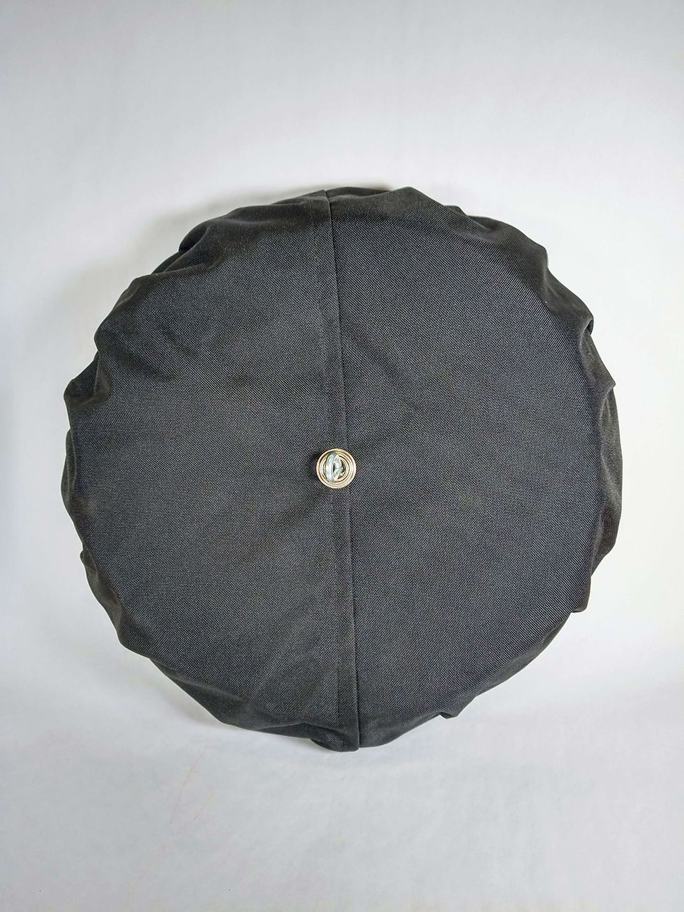 Thumbnail: top view of black round canvas bird feeder cover