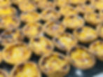 lines of egg custard tarts
