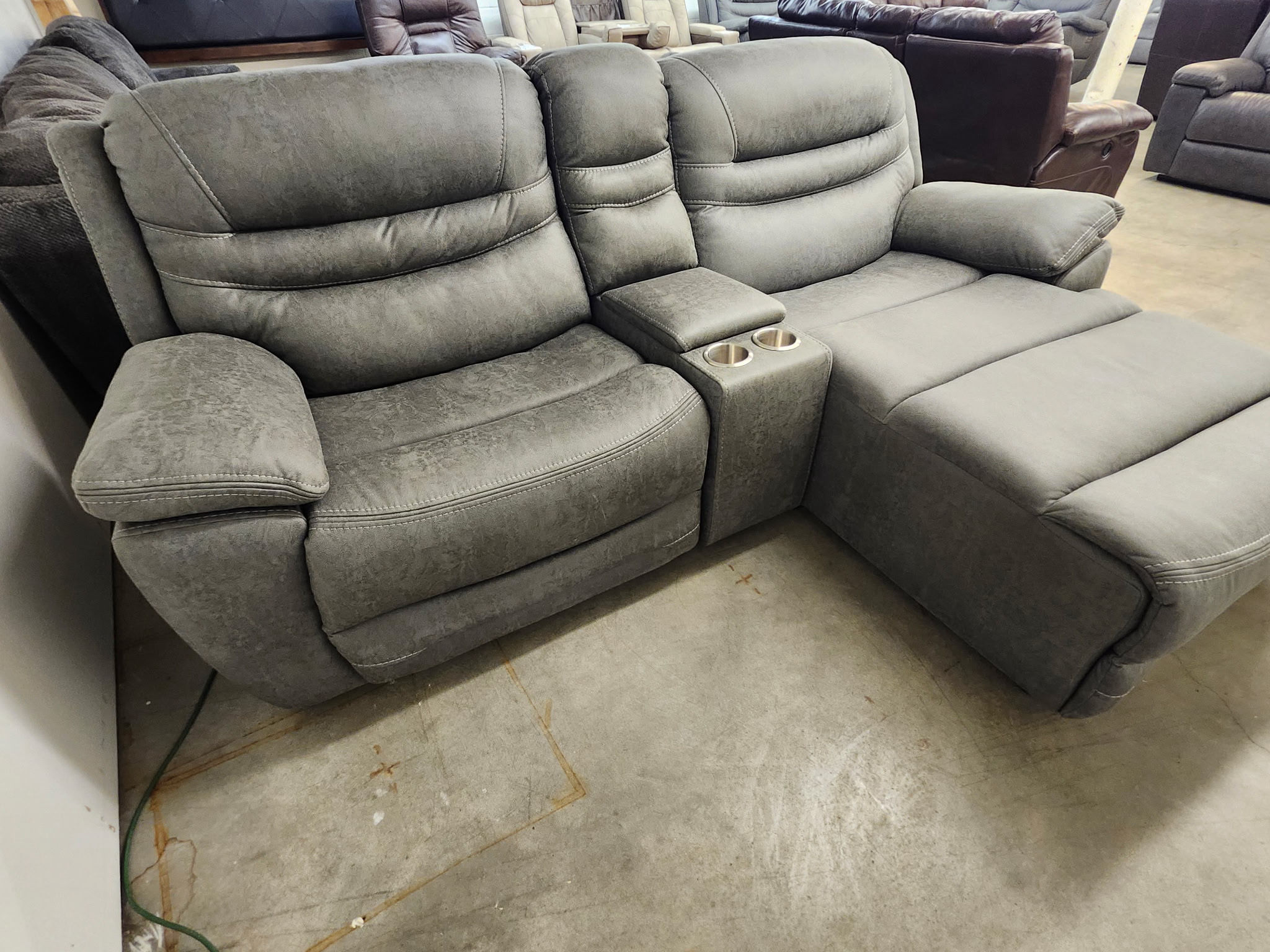 Gray electric reclining sectional