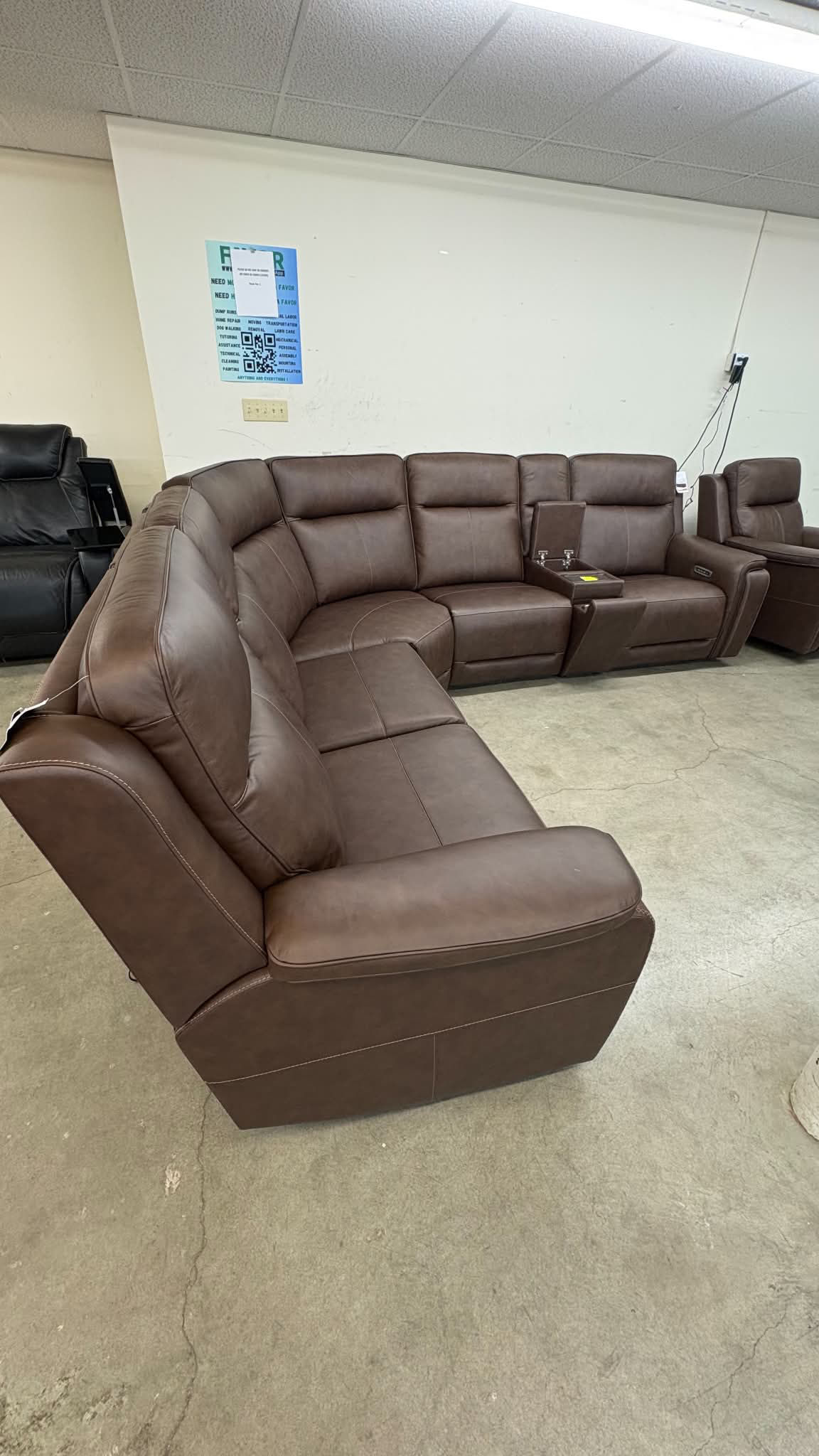 Top Grain Leather Electric Sectional