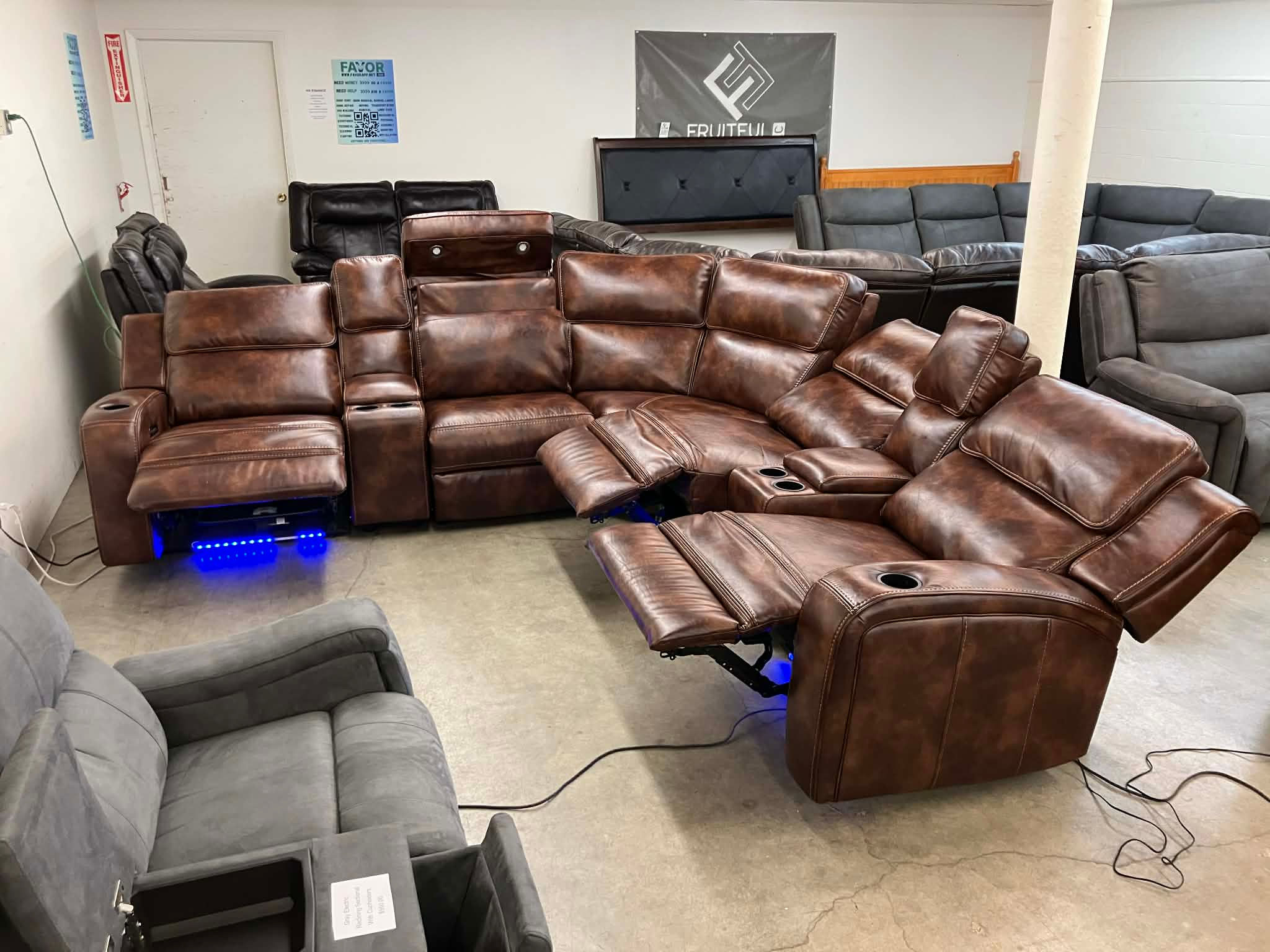 Leather Reclining Sectional