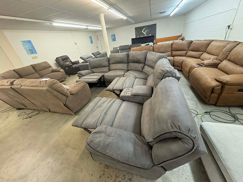 Thumbnail: Gray electric reclining sectional 