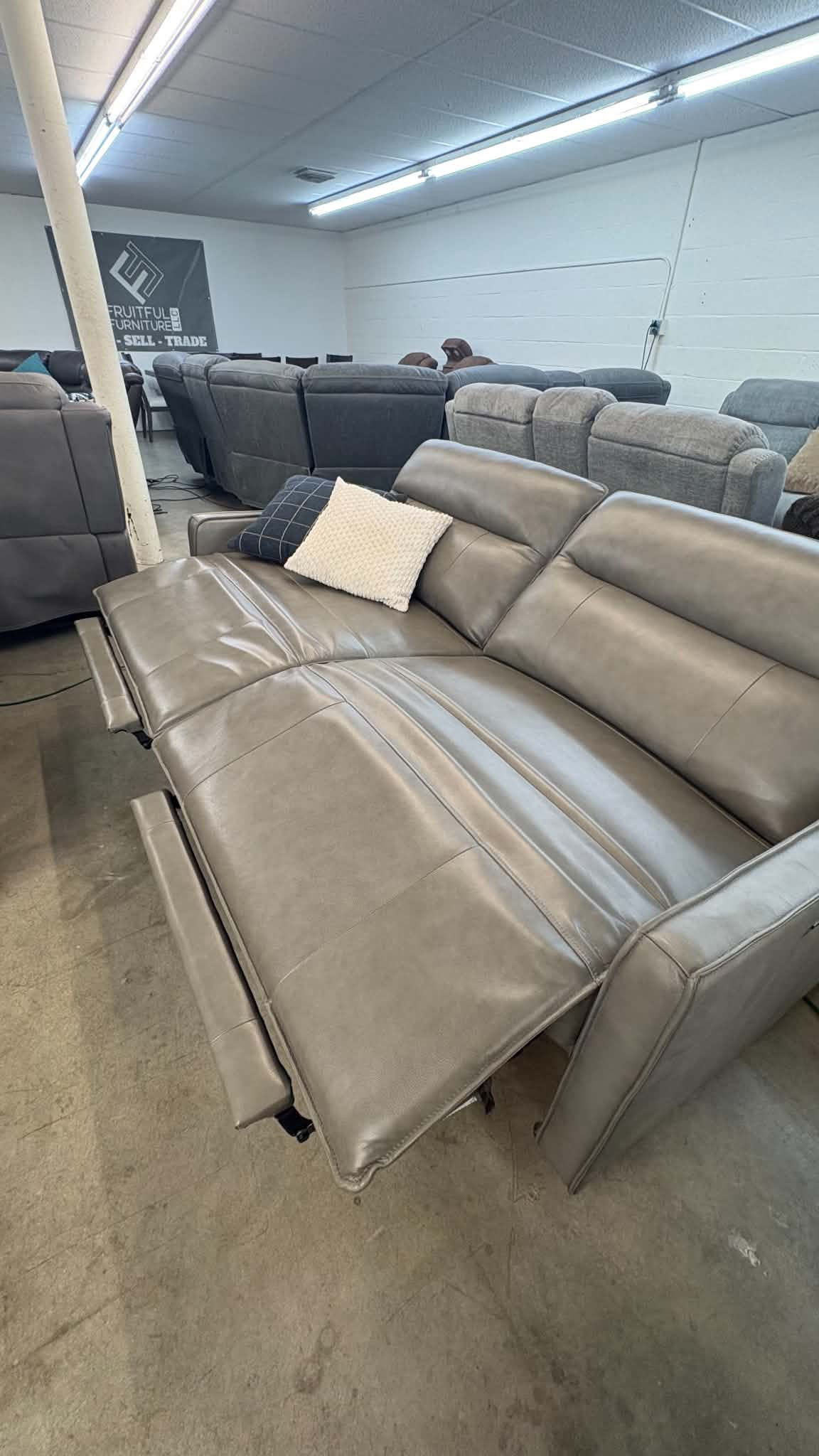 Gray leather couches