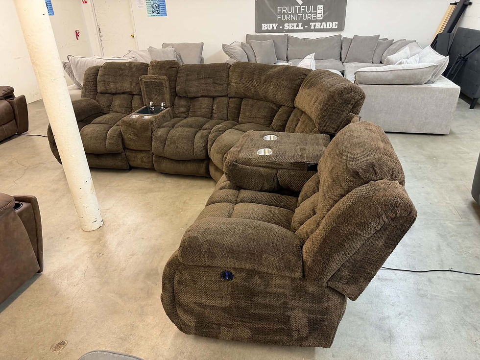 Thumbnail: Brown electric reclining sectional 