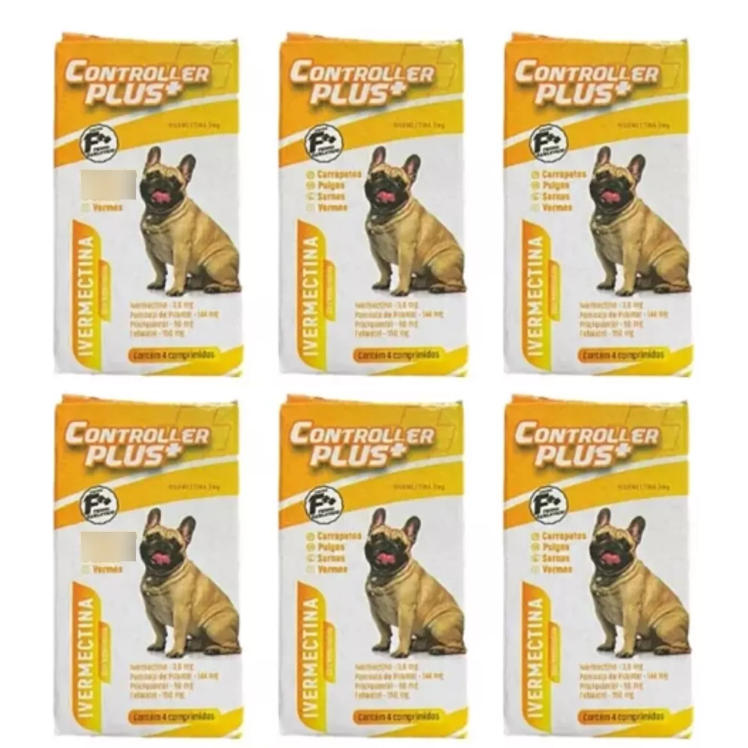 Controller Plus 15kg - Remédio Anti Pulgas, Carrapatos, Vermes E Sarnas 24 comp