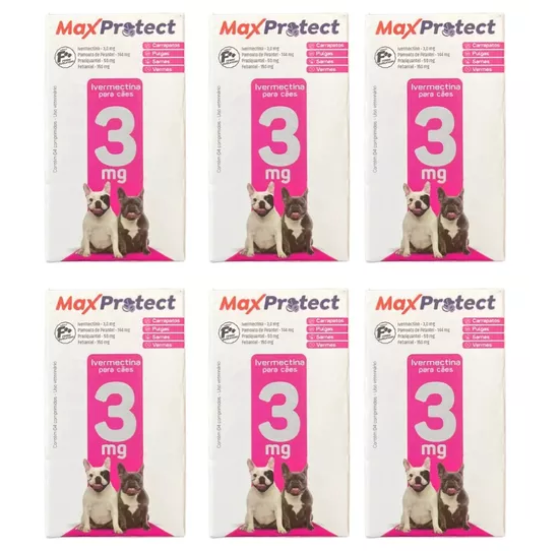 24 Comp Anti Pulgas E Carrapatos cães de porte médio Max Protect