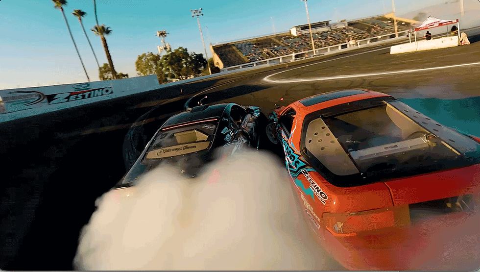 Justin Leonard and Blaize Potts drift during HOTPIT Autofest