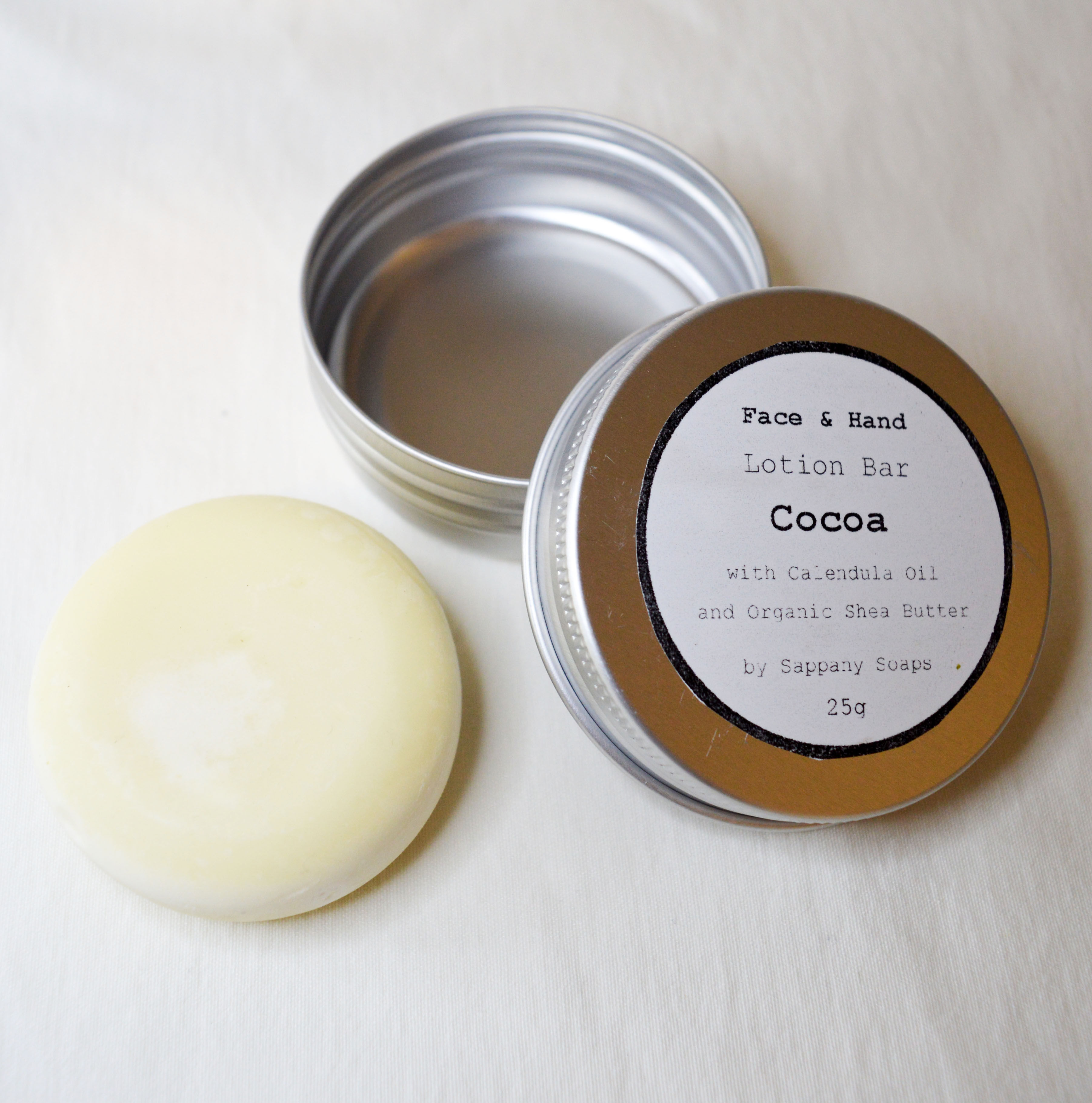 Cocoa Face and Hand Lotion Bar (25g) in Metal Tin