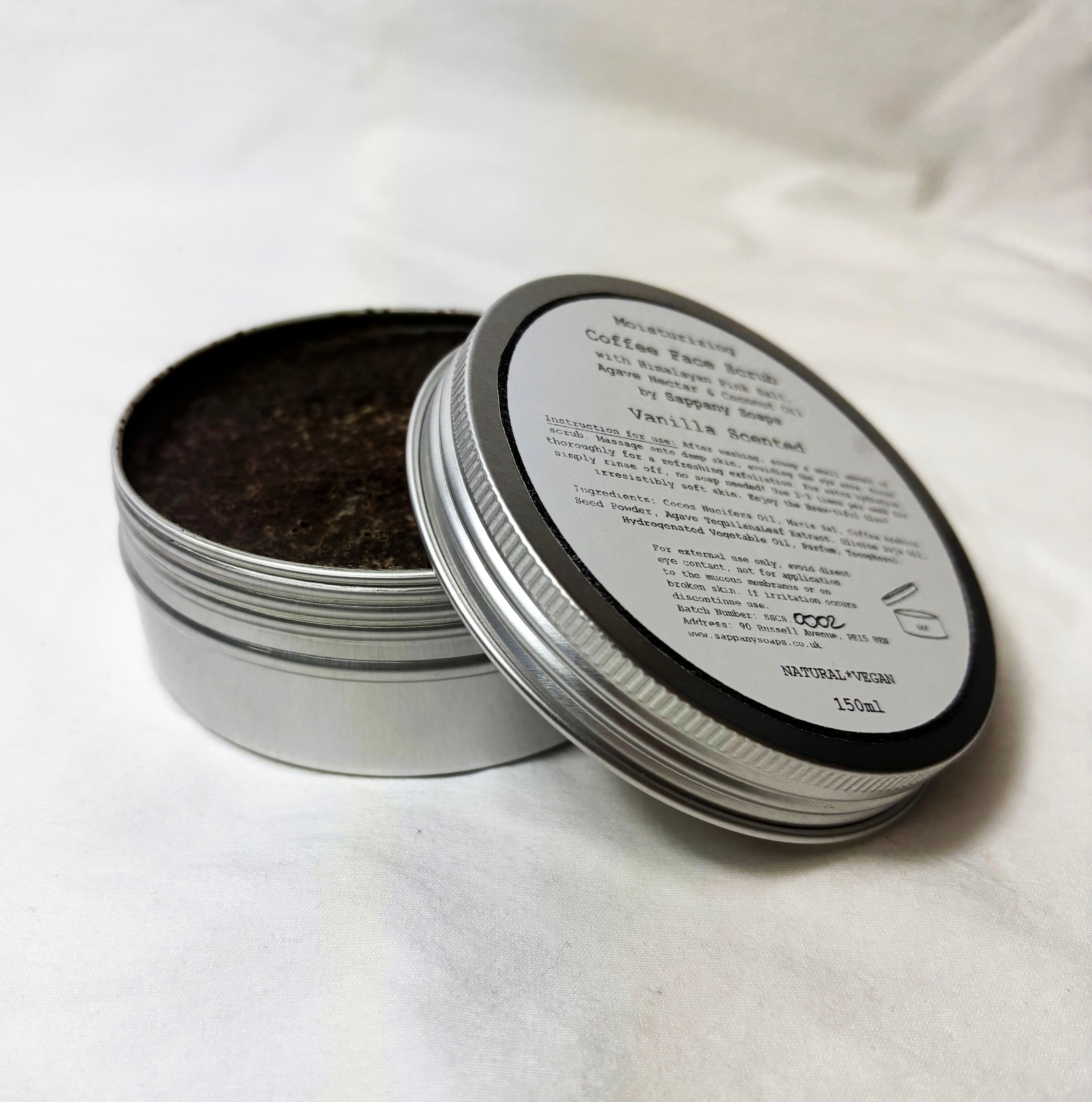 Moisturizing Coffee Face Scrub with Himalayan Pink Salt, Vanilla Scented