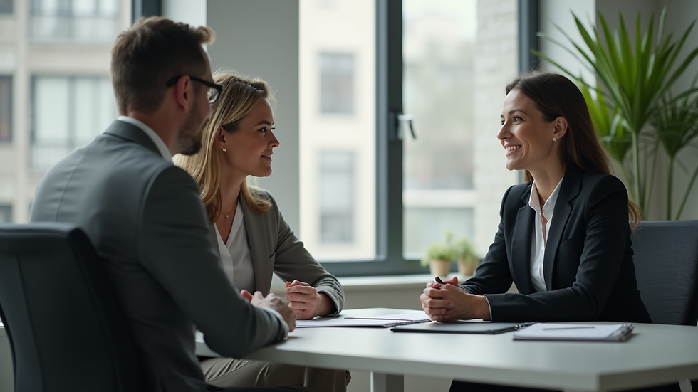 Eye-level view of a consulting session with a client discussing strategies