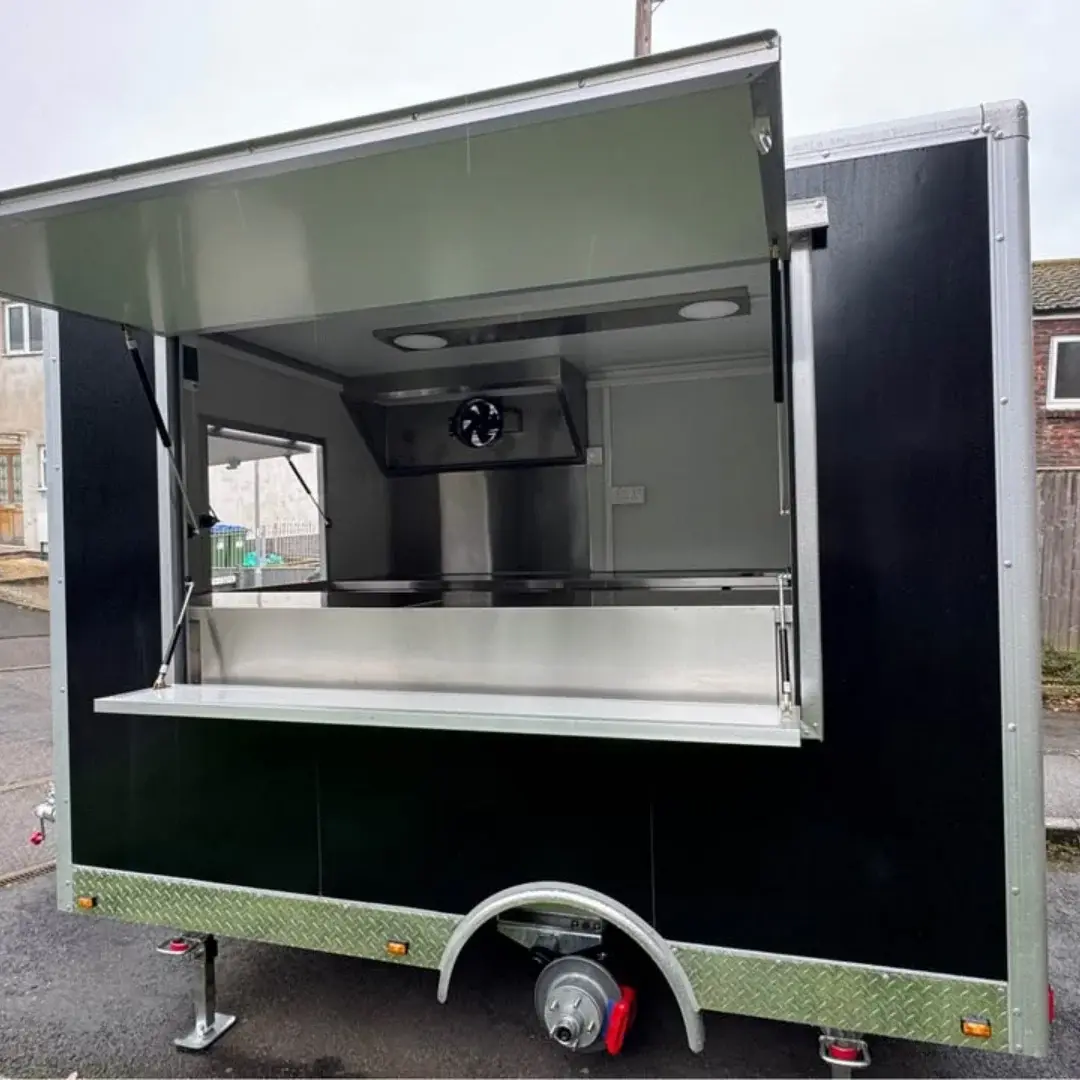 Mobile Food Trailer Black Catering Coffee Street Food Box Concession