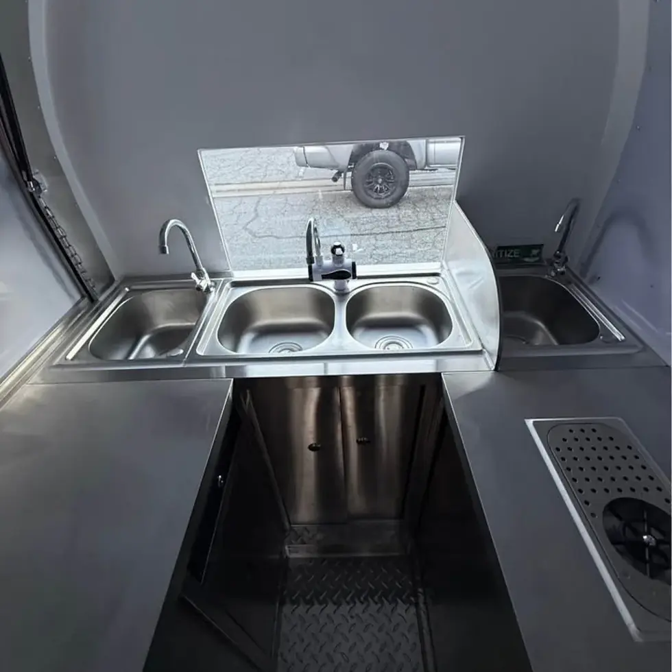 Thumbnail: 2.74m White Mini Round Food Trailer with Single Axle & Stainless Steel Counters