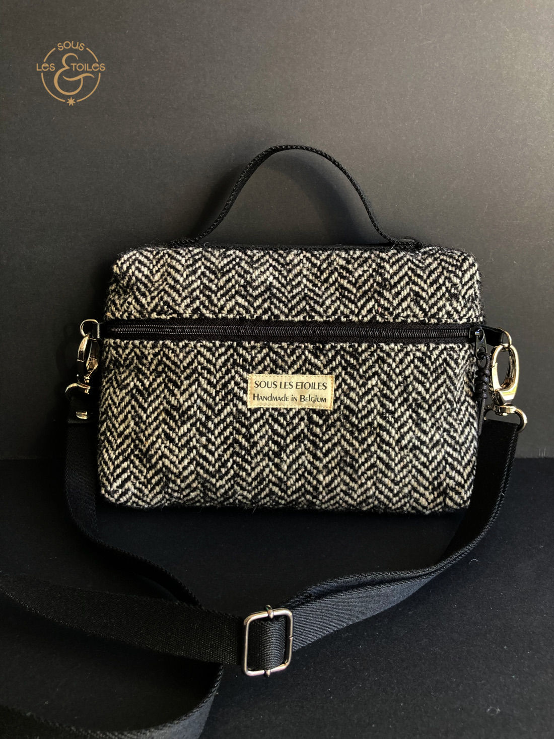 Modèle Rigel en chevrons moyen noir et ivoire