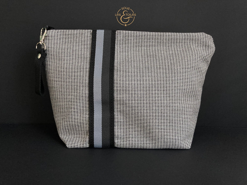 Miniature : Trousse de toilette black and white avec ganse verticale