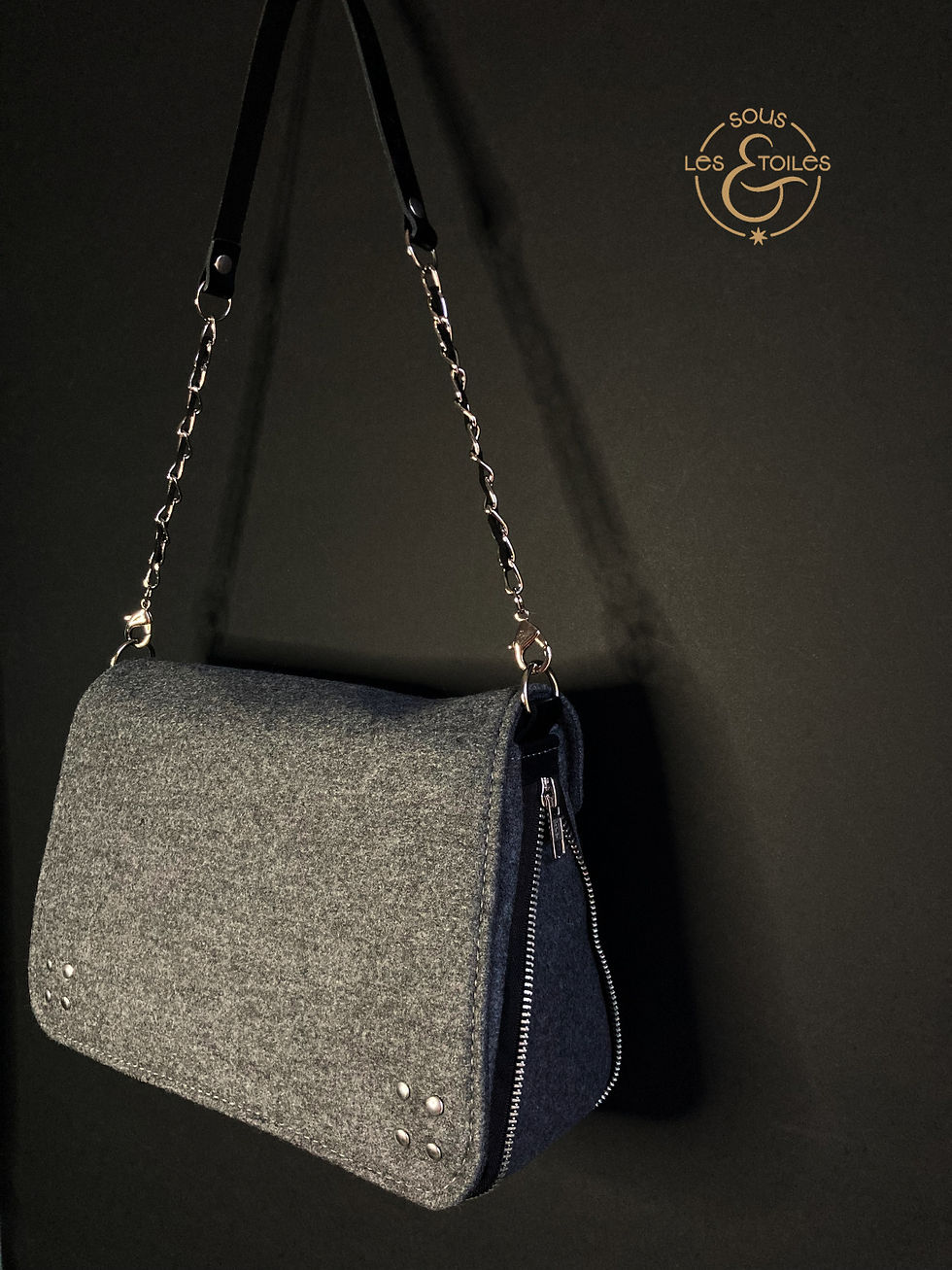 Miniature : Modèle Ara en drap de laine gris moyen