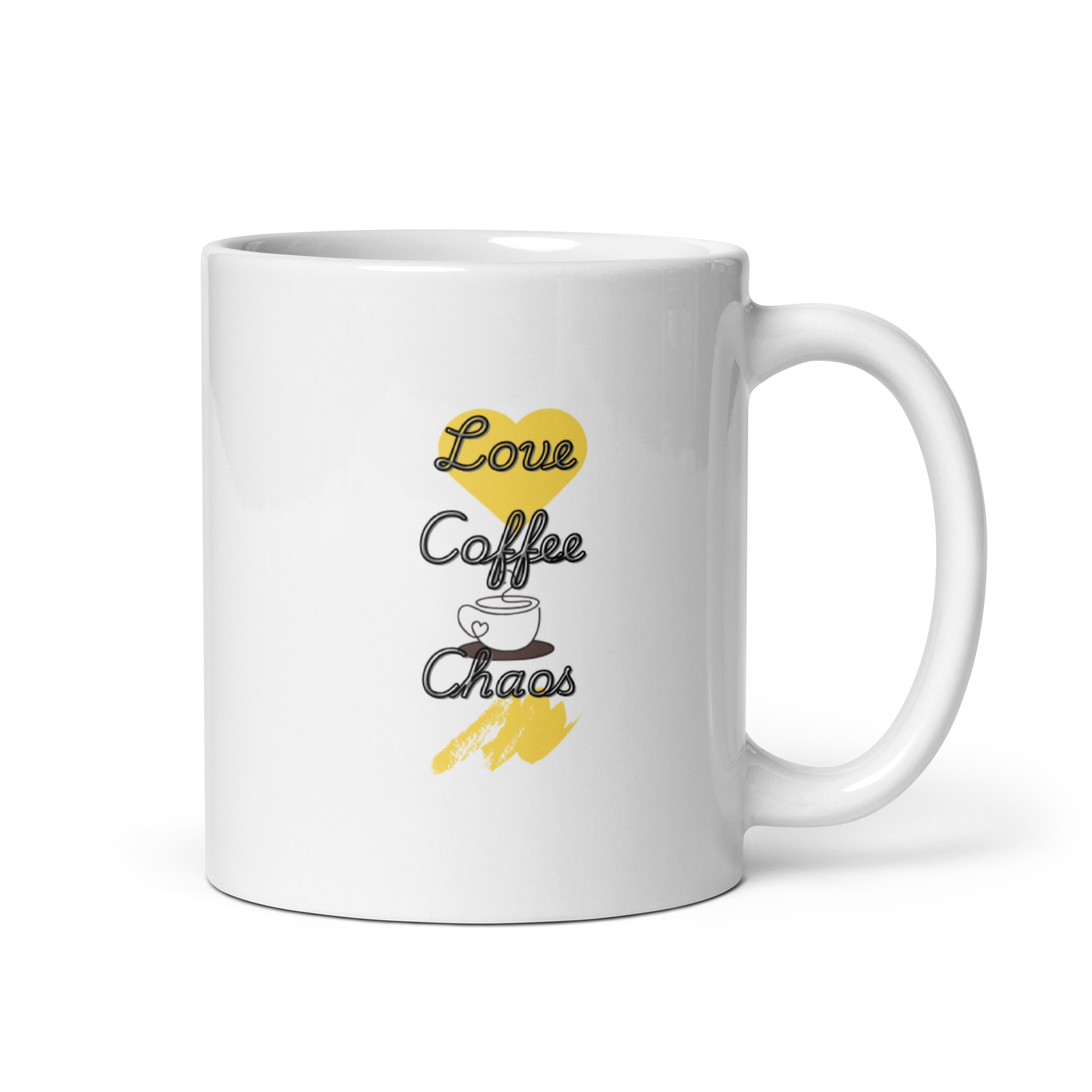Love Coffee Chaos White Glossy Mug