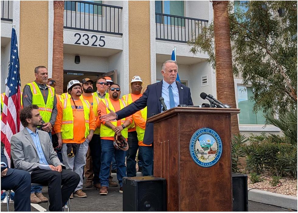 Gov. Joe Lombardo speaking in Las Vegas Tuesday. (Photo: April Corbin Girnus/Nevada Current)