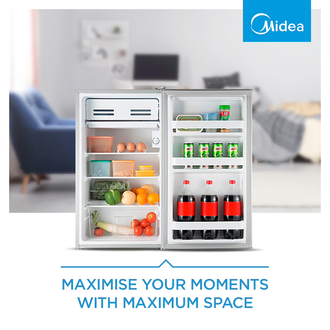 Midea 93L SINGLE DOOR BAR FRIDGE-SILVER- LOCK