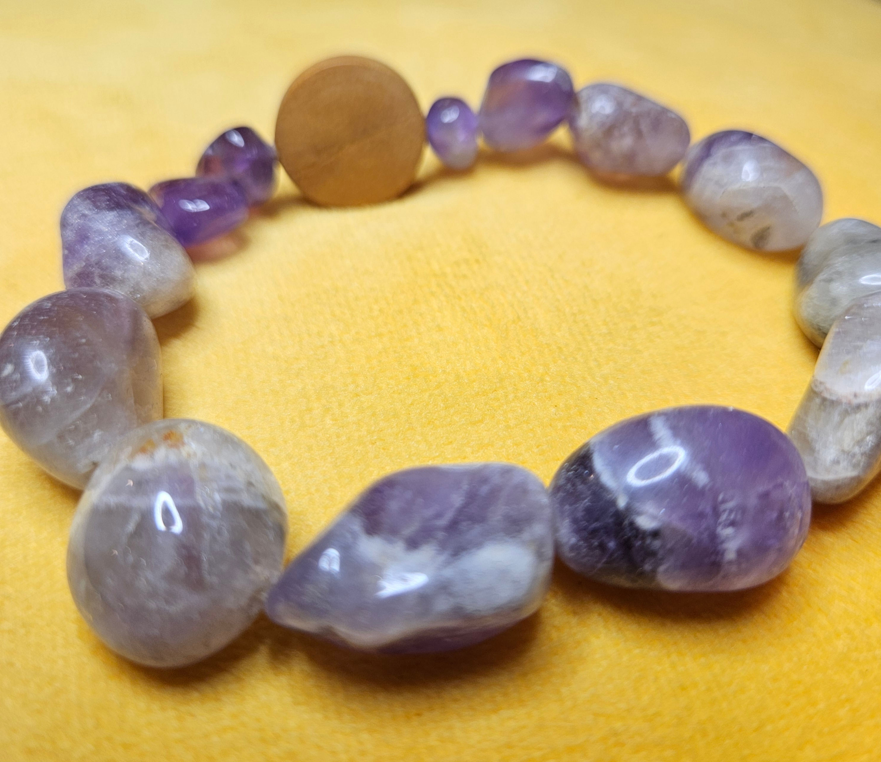 Amethyst, Wood Stretch Bracelet