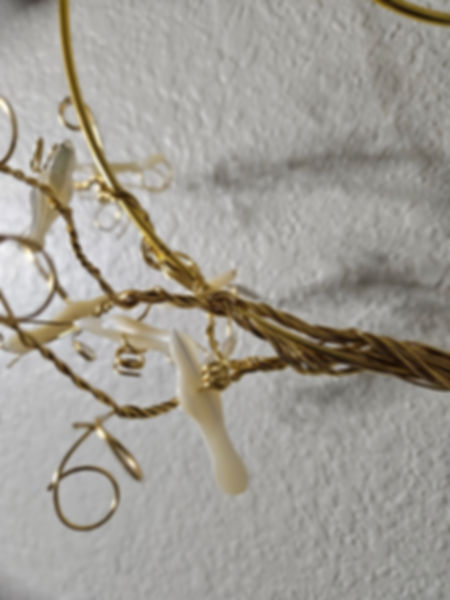 "Balance" Pearl Birds, Gold Rings Quartz Prism Sun Catcher