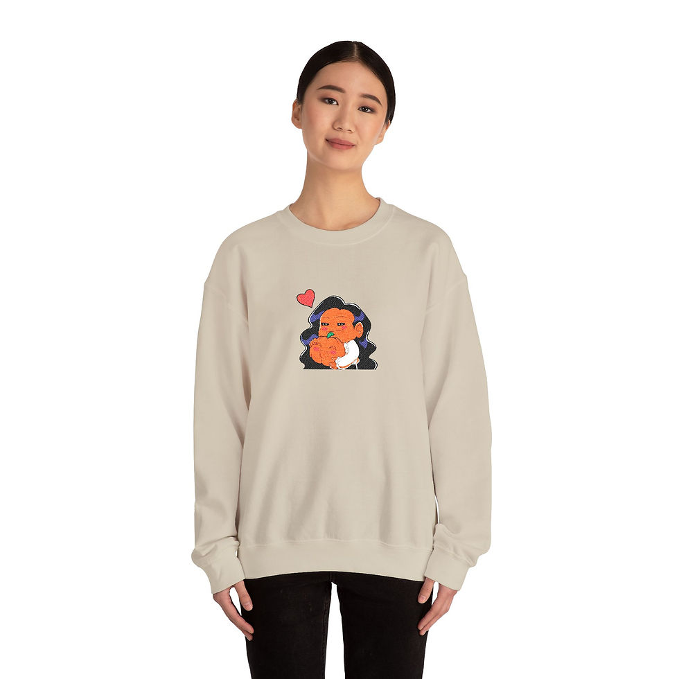 Thumbnail: Mr. October & Pumpkin Chibi Heart Crewneck Sweatshirt