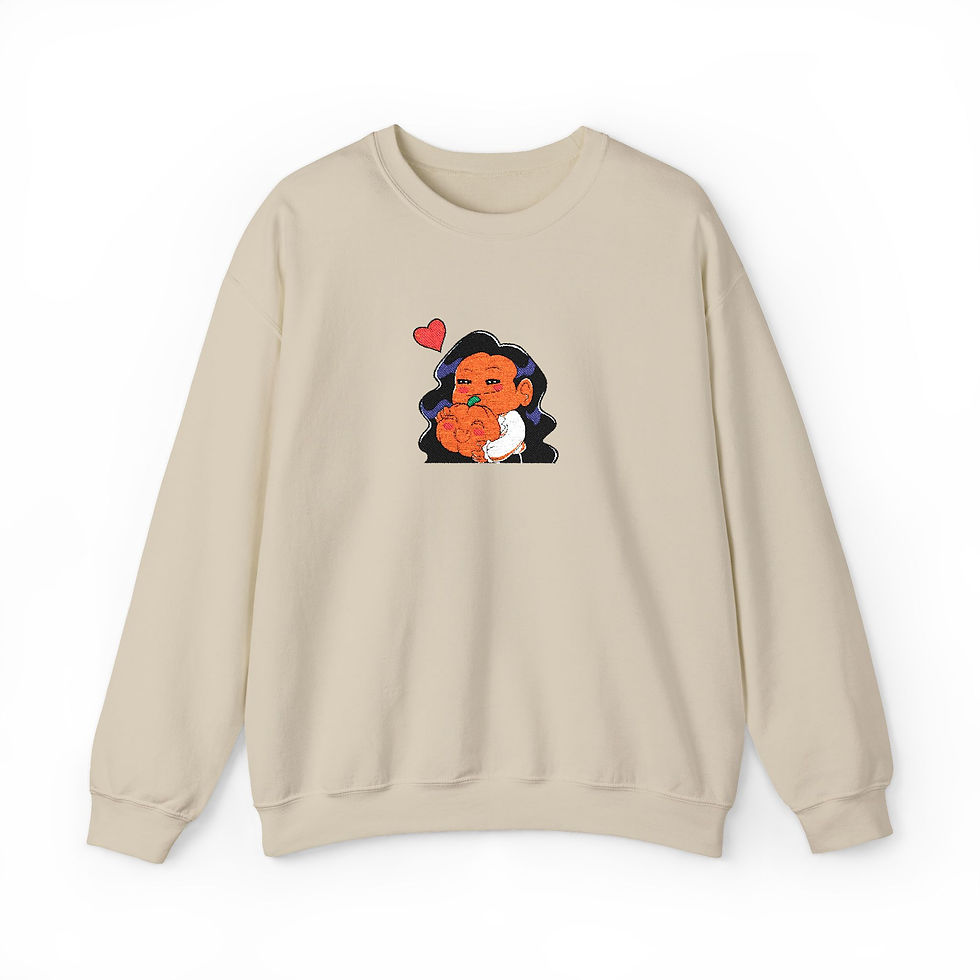 Thumbnail: Mr. October & Pumpkin Chibi Heart Crewneck Sweatshirt