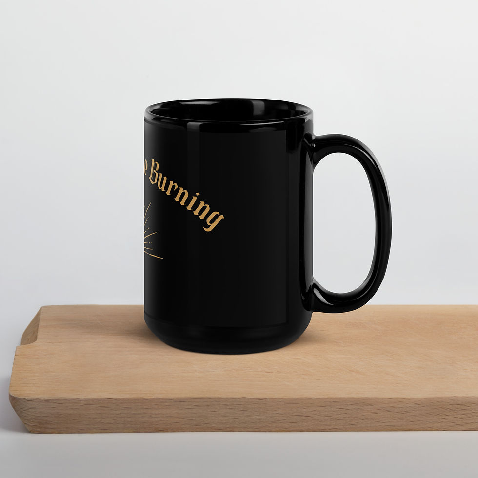 Thumbnail: "Keep The Candle Burning" Black Glossy Mug