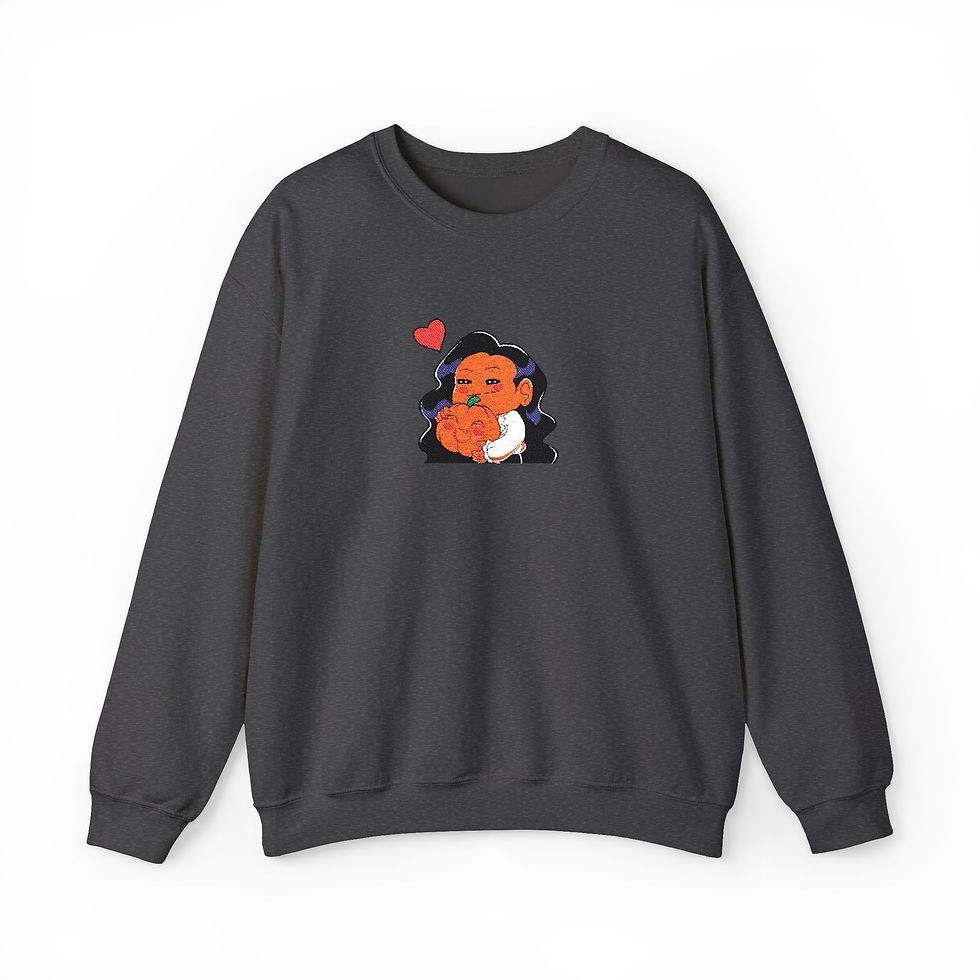 Thumbnail: Mr. October & Pumpkin Chibi Heart Crewneck Sweatshirt