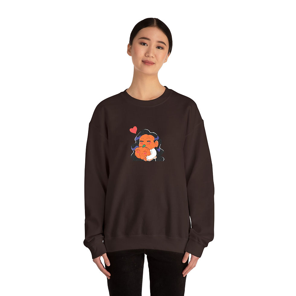 Thumbnail: Mr. October & Pumpkin Chibi Heart Crewneck Sweatshirt